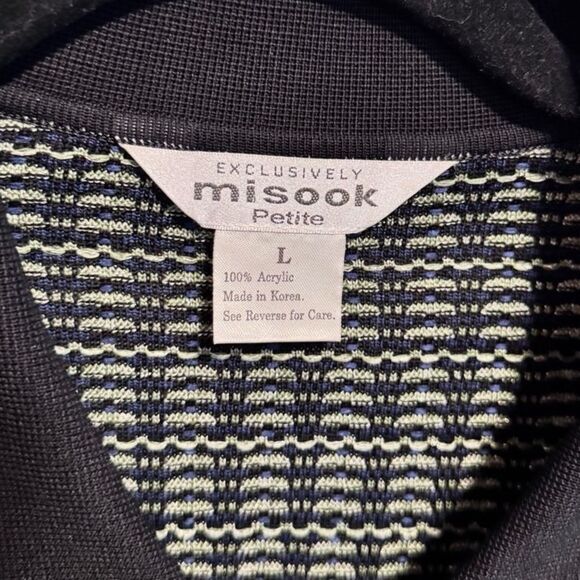 MISOOK- 2 Piece Matching Tank Sweater Set Black Blue Metallic, Size L Petite - Picture 3 of 14